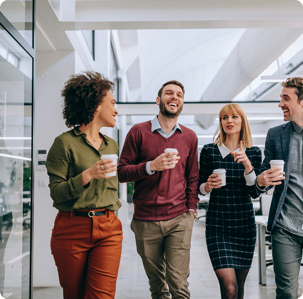 group coworkers having coffee break